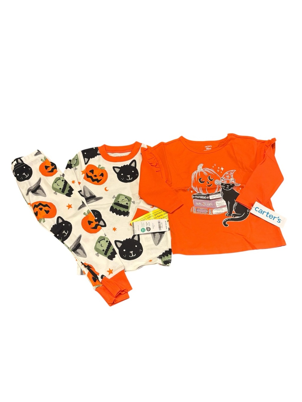 NWT 18M Carter's Halloween Pajama set and LS Halloween t-shirt.